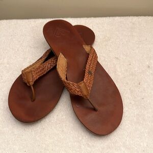 Roxy Brown Woven Leather Sandals - 8